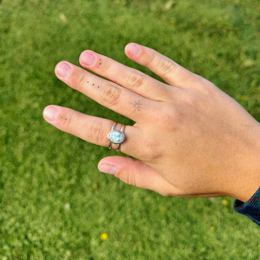 Turquoise Double Band Ring Size 6.5
